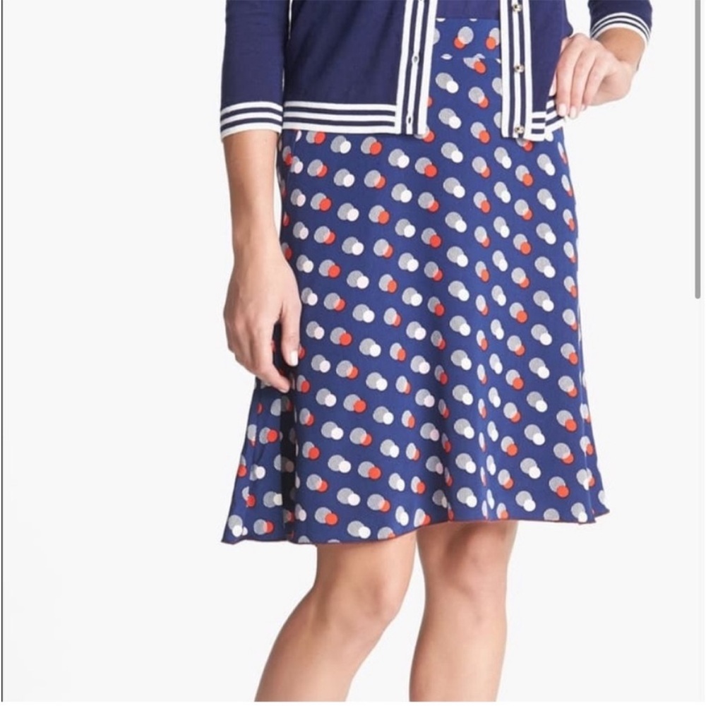 KATE SPADE Blue 'Holland' Silk Polka Dot Skirt Size 12
